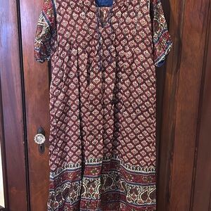 Lord & Taylor vintage Red and Blue Patterned Maxi Dress